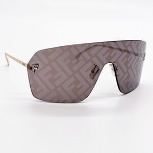 NEW FE4121US 32E UNIES SHIELD SUNGLASSES FENDI BROWN GOLD EYEWEAR FENDI